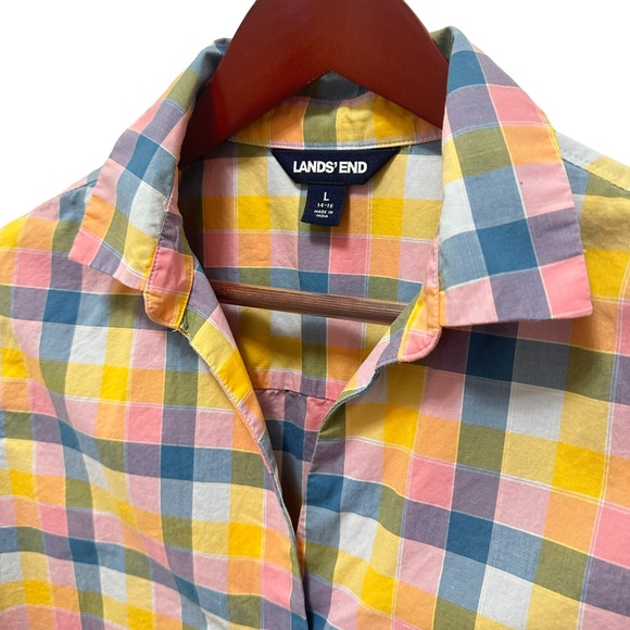 Lands' End Tops - Lands’ End Checkered Pullover Top L